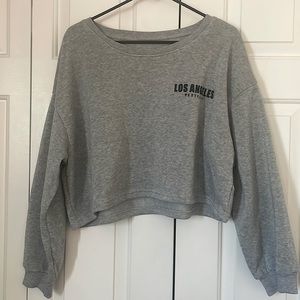 Gray Cropped Long Sleeve, Sweater Material